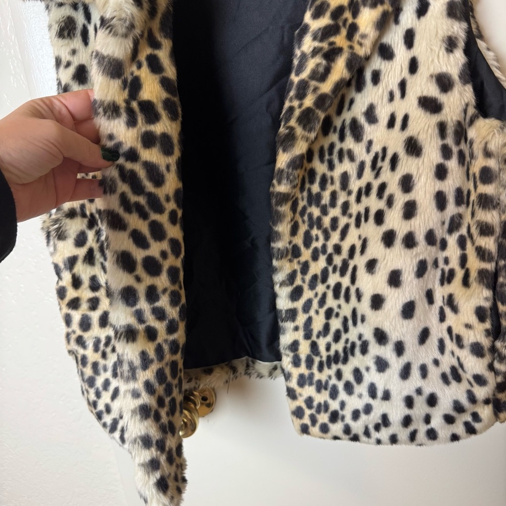 Gianni Bini Leopard Print Faux Fur Vest Size M - Picture 4 of 8